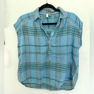 Anthropologie Pilcro Serena Surf Plaid Popover Top